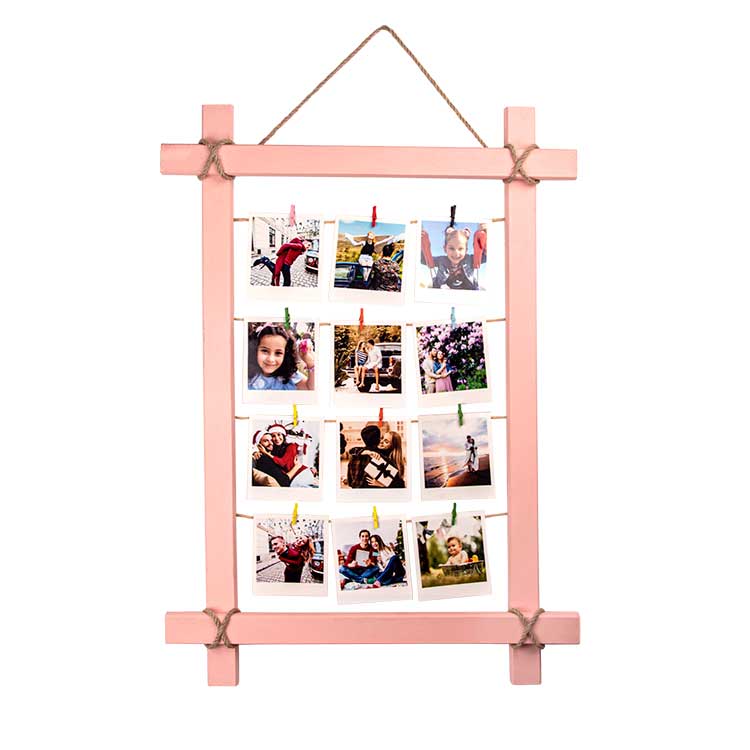 Wooden Colored Multiple Photo Frame with String - 48x68 cm
