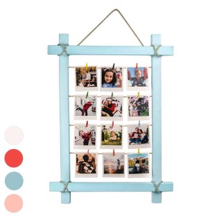 Wooden Colored Multiple Photo Frame with String - 48x68 cm - Thumbnail