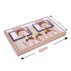 Wooden DIY Magnetic Photo Frame with String and Latch 27x42 cm - Thumbnail