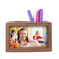 Wooden Double Sided Pen Holder Photo Frame - Thumbnail