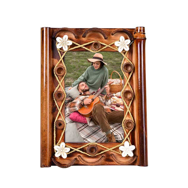 Wooden Flower Embossed Bamboo Photo Frame 13x18