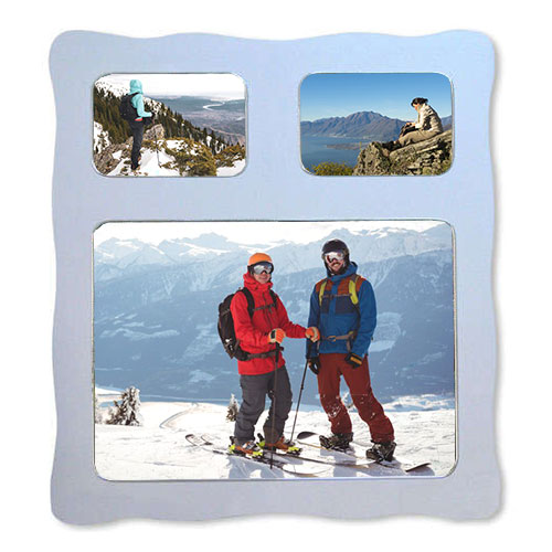 Wooden Glossy 3 Opening Wall Photo Frame - 48x55 cm - 1