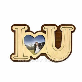 Wooden I Love You Photo Magnet - Thumbnail