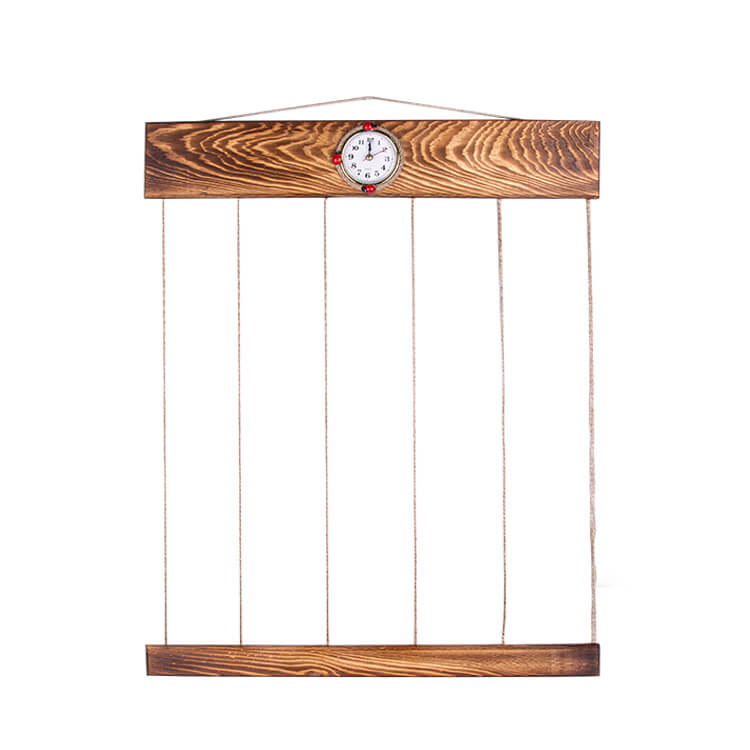 Wooden Multiple Photo Clock Frame with Rope and Latch - 2