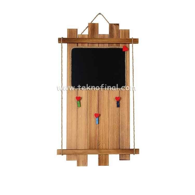 Wooden Multiple Photo Frame with Blackboard 23 x 54 cm