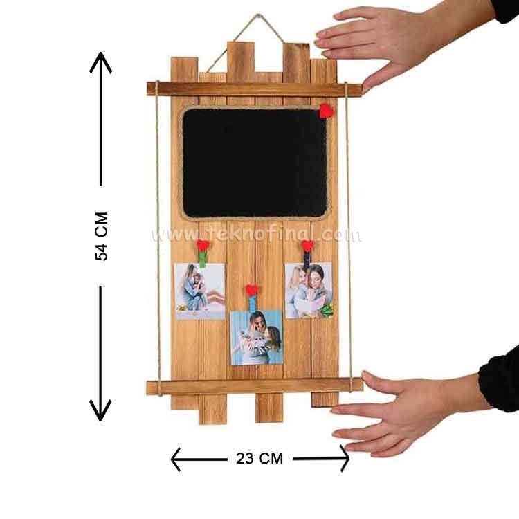Wooden Multiple Photo Frame with Blackboard 23 x 54 cm