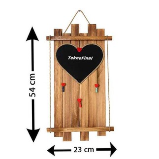 Wooden Multiple Photo Frame with Heart-Shaped Blackboard 23 x 54 cm - Thumbnail