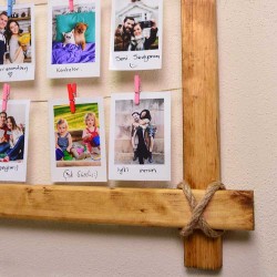 Wooden Multiple Photo Frame with String - 50x60 cm - Thumbnail