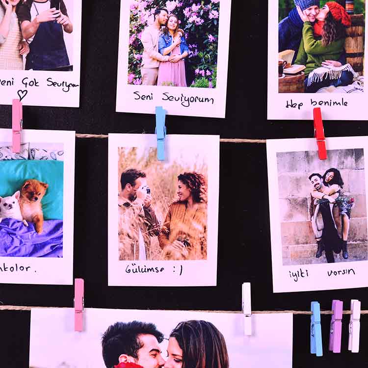 Wooden Multiple Photo Frame with String and Blackboard - 4