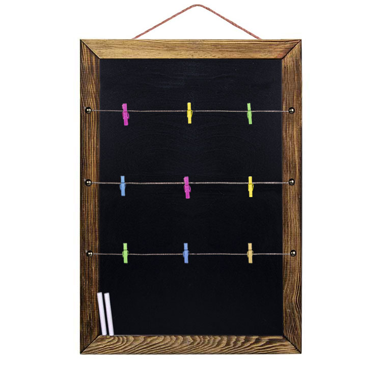 Wooden Multiple Photo Frame with String and Blackboard