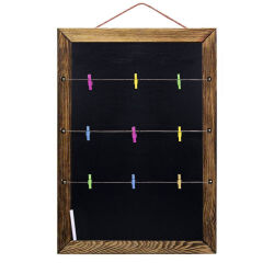 Wooden Multiple Photo Frame with String and Blackboard - 1