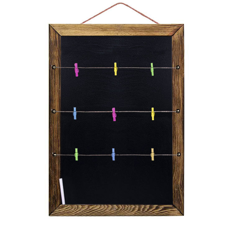 Wooden Multiple Photo Frame with String and Blackboard - 1