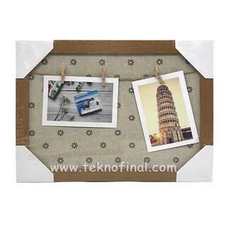 Wooden Multiple Photo Frame with String and Latch - 25x33 cm - Thumbnail