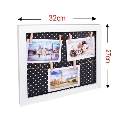 Wooden Multiple Photo Frame with String and Latch 27x32 cm - Thumbnail