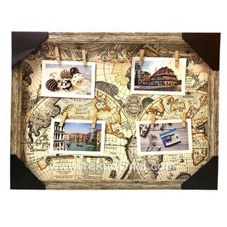 Wooden Multiple Photo Frame with String and Latch 37x45 cm - Thumbnail