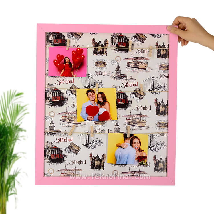 Wooden Multiple Photo Frame with String and Latch - 45x52 cm