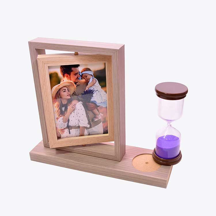 Wooden Photo Frame with Hourglass