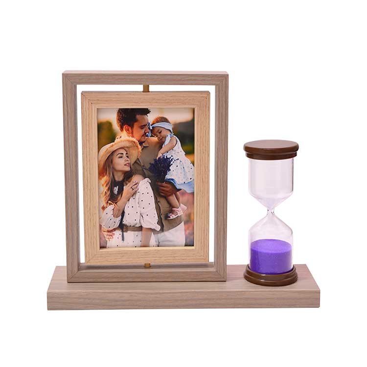 Wooden Photo Frame with Hourglass