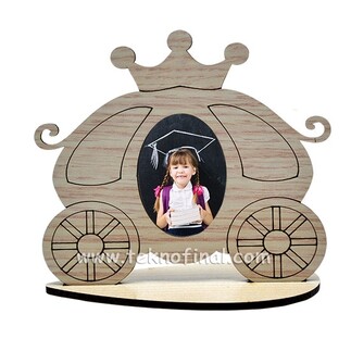 Wooden Royal Carriage Photo Frame with Stand - Thumbnail