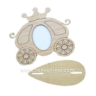 Wooden Royal Carriage Photo Frame with Stand - Thumbnail