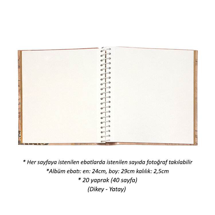 Yapışkanlı 20 Yaprak Nostaljik Fotoğraf Albüm - 24x29cm - 2