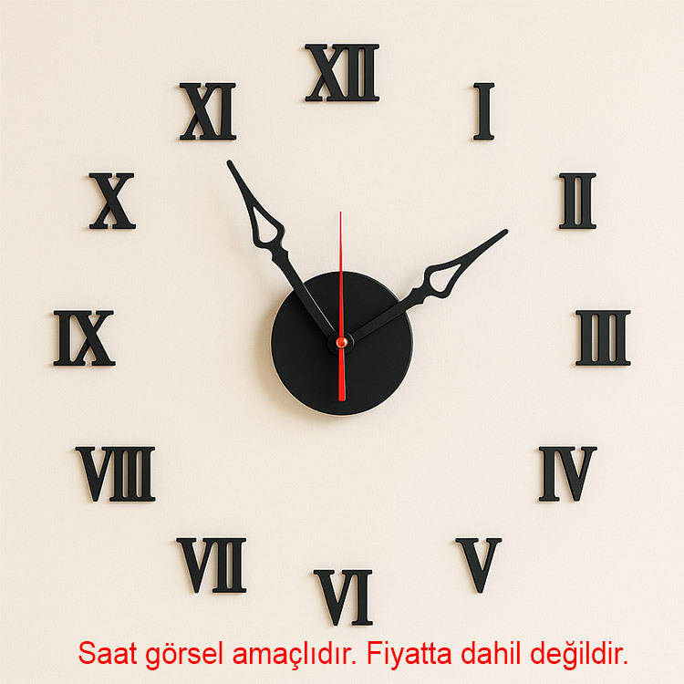 Yapışkanlı Dekoratif Ahşap Roma Rakamları - 12 Adet - 3