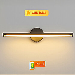 Yapışkanlı Dekoratif Led Işıklı Siyah Aplik - Kablosuz Pilli - 4