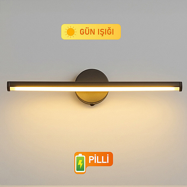 Yapışkanlı Dekoratif Led Işıklı Siyah Aplik - Kablosuz Pilli — görsel 4