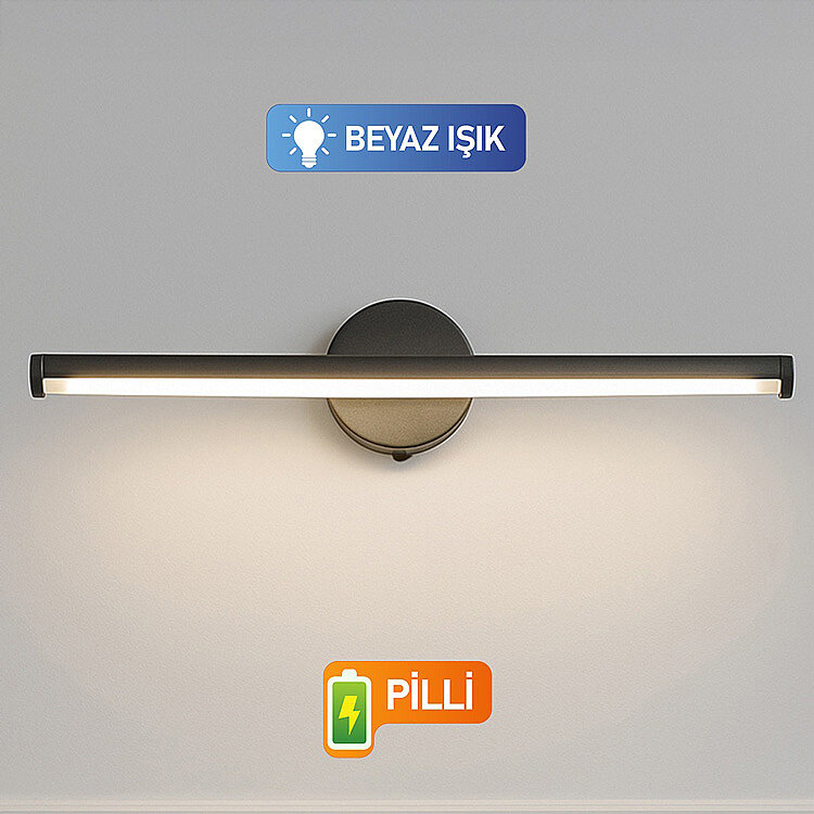 Yapışkanlı Dekoratif Led Işıklı Siyah Aplik - Kablosuz Pilli — görsel 5