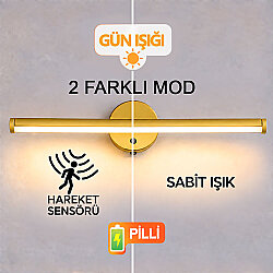Yapışkanlı Gold Sensörlü Led Duvar Apliği - 2 Farklı Mod - NobbyStar