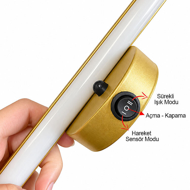 Yapışkanlı Gold Sensörlü Led Duvar Apliği - 2 Farklı Mod - 3