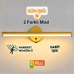 Yapışkanlı Gold Sensörlü Led Duvar Apliği - 2 Farklı Mod - NobbyStar