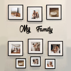 Yapışkanlı My Family Ahşap Duvar Yazısı - Kutulu - NobbyStar (1)