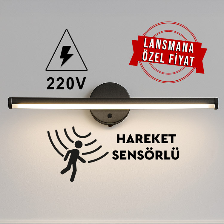Yapışkanlı Sensörlü Dekoratif 220V Elektrikli Led Aplik - 1