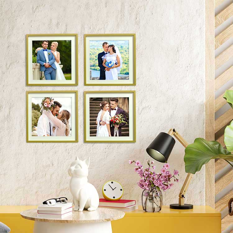 Yapışkanlı Sök Tak Kare Çerçeveler - Gold 3'lü paket - 2