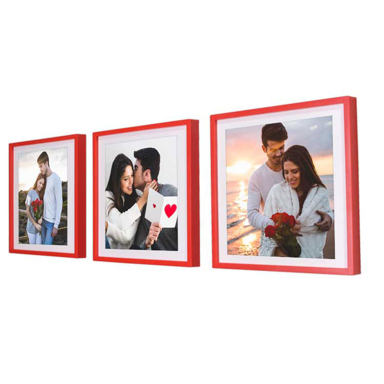 Yapışkanlı Sök Tak Kare Çerçeveler - Kırmızı 3'lü paket - 1