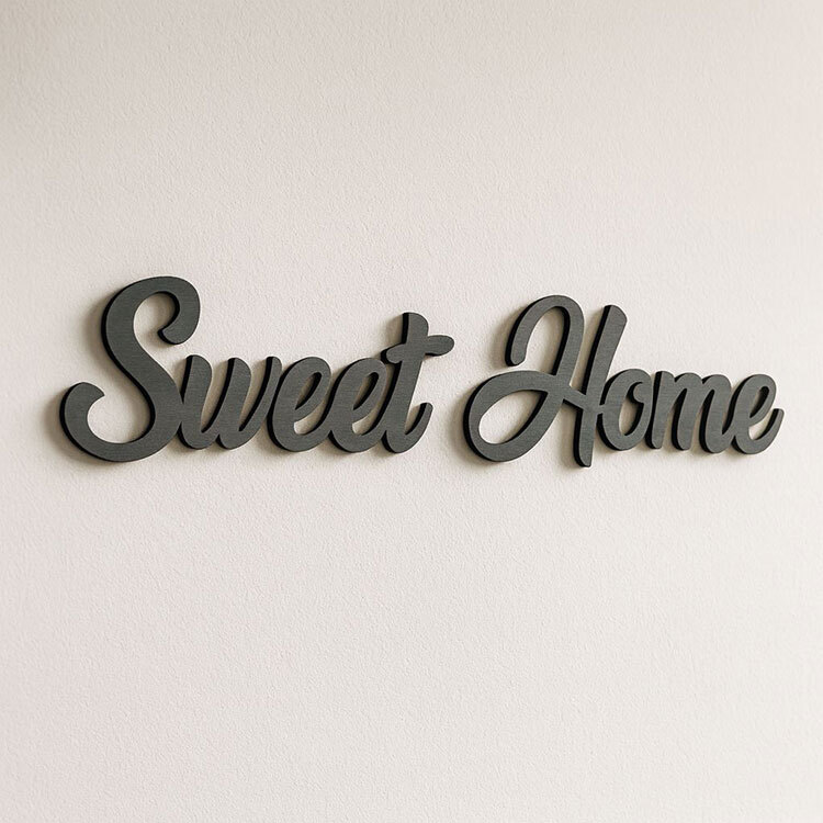Yapışkanlı Sweet Home Ahşap Duvar Yazısı - Kutulu - 1
