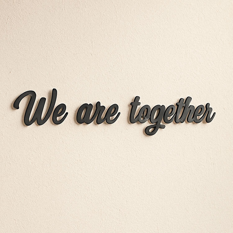 Yapışkanlı We Are Together Ahşap Duvar Yazısı - Kutulu - 1