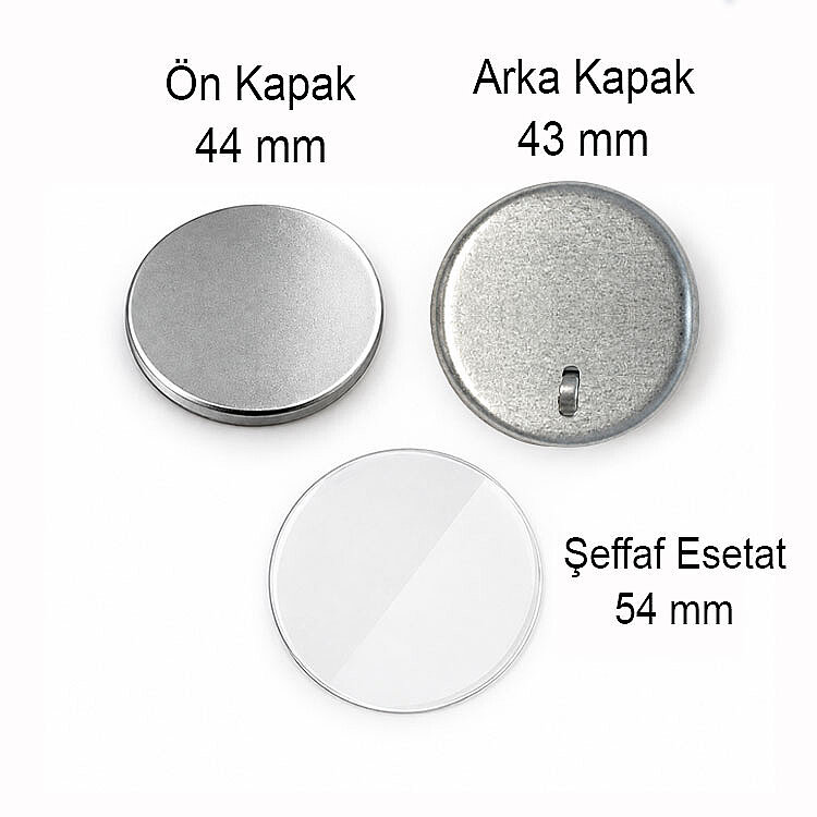 Yuvarlak Anahtarlıklı Buton Malzeme Seti 44mm - 100 Adet — görsel 3