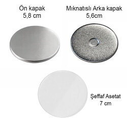 Yuvarlak Buton Rozet Magnetli Set 58mm - 100 Adet - 3