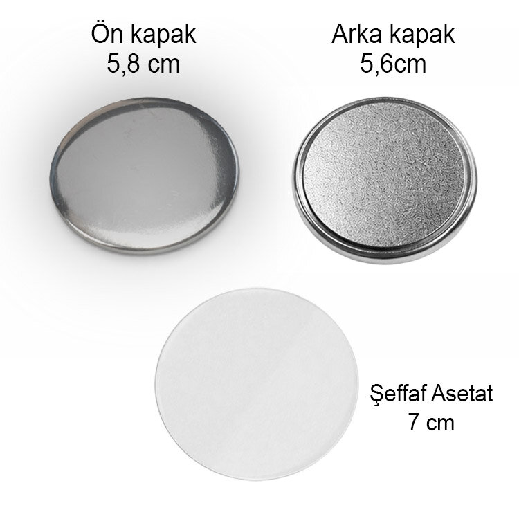 Yuvarlak Buton Rozet Malzeme Seti - 100 adet - 3