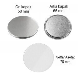 Yuvarlak Buton Rozet Malzeme Seti 58mm - 100 adet - 3