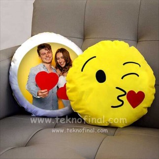 Süblimasyon Yuvarlak Emojili Yastık Kılıfları - 8
