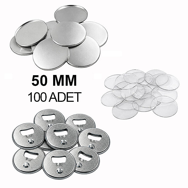 Yuvarlak Magnetli Açacak Buton Malzeme Seti 50mm - 100 Adet - 1
