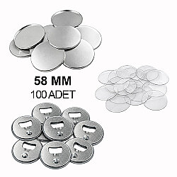 Yuvarlak Magnetli Açacak Buton Malzeme Seti 58mm - 100 Adet - Goldpix