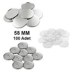 Yuvarlak Magnetli Buton Malzeme Seti 58mm - 100 Adet - Goldpix