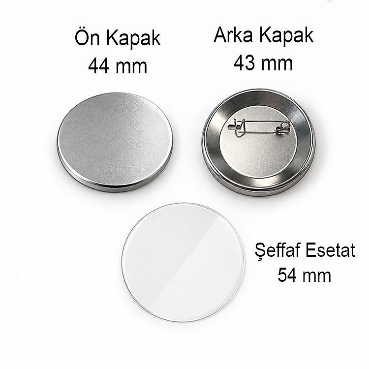Yuvarlak Rozet Malzeme Seti 44mm - 100 Adet - 3